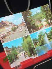 Schm�lln (Bezirk Leipzig), Marktplatz, Blick zum Aussichtsturm, Blick zum Br�ckenplatz, Am Brauereiteich