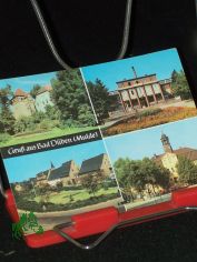 Gru� aus Bad D�ben (Mulde) Burg mit Freilchtb�hne, Platz der Jugend, Eisen Moorbad, Rathaus